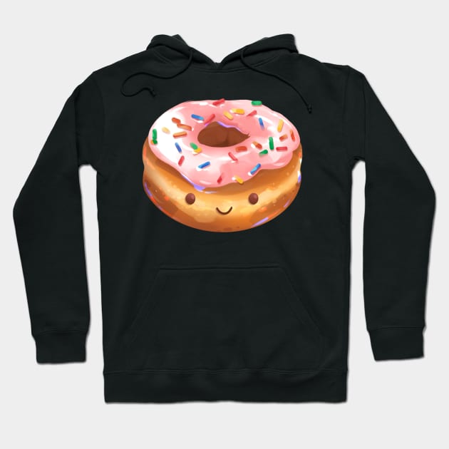 Happy Strawberry Frosted Donut Hoodie by Claire Lin